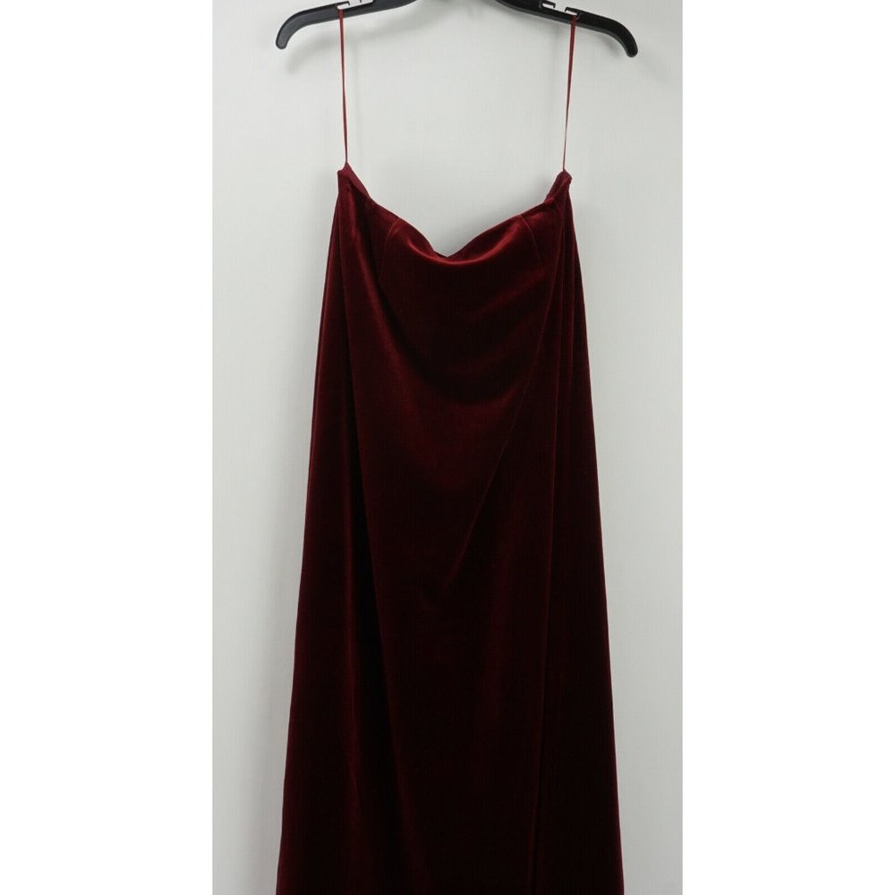 New Frank Usher Women's Size 10 Red Velvet Spaghetti Strap High Waist Long Skirt